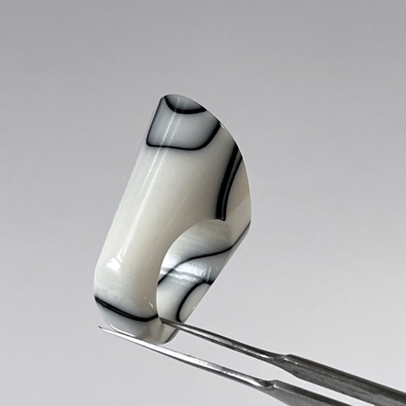 Vintage Lucite Ring Chunky White Black Marble Swirl Statement Unisex Acrylic J - Picture 13 of 15